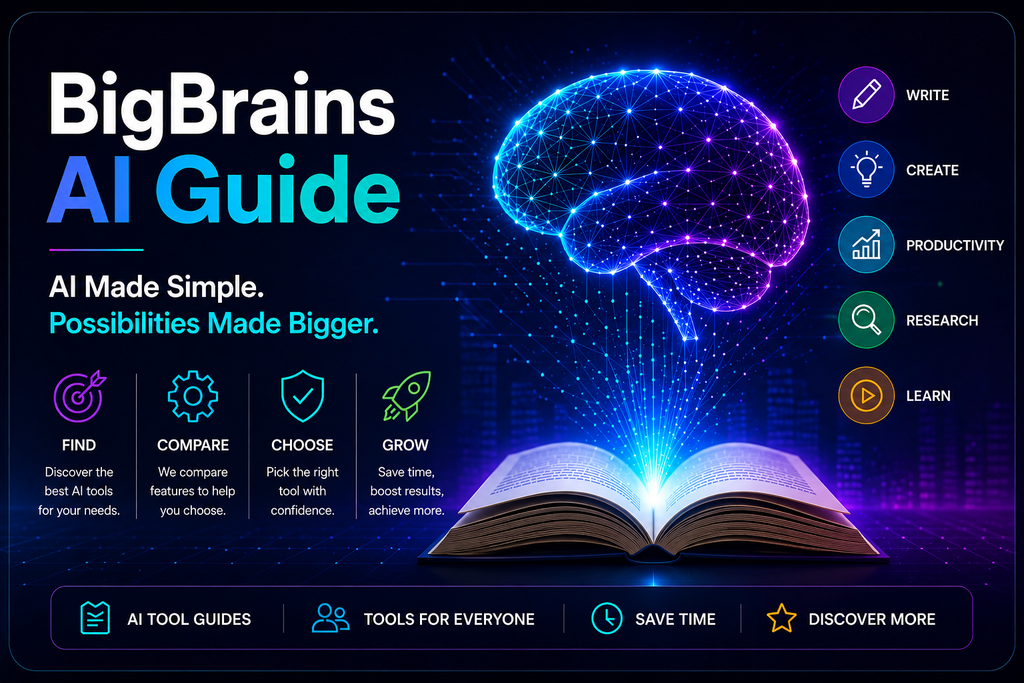 BigBrains AI Guide – AI tools, guides, learning, research, creativity, and productivity